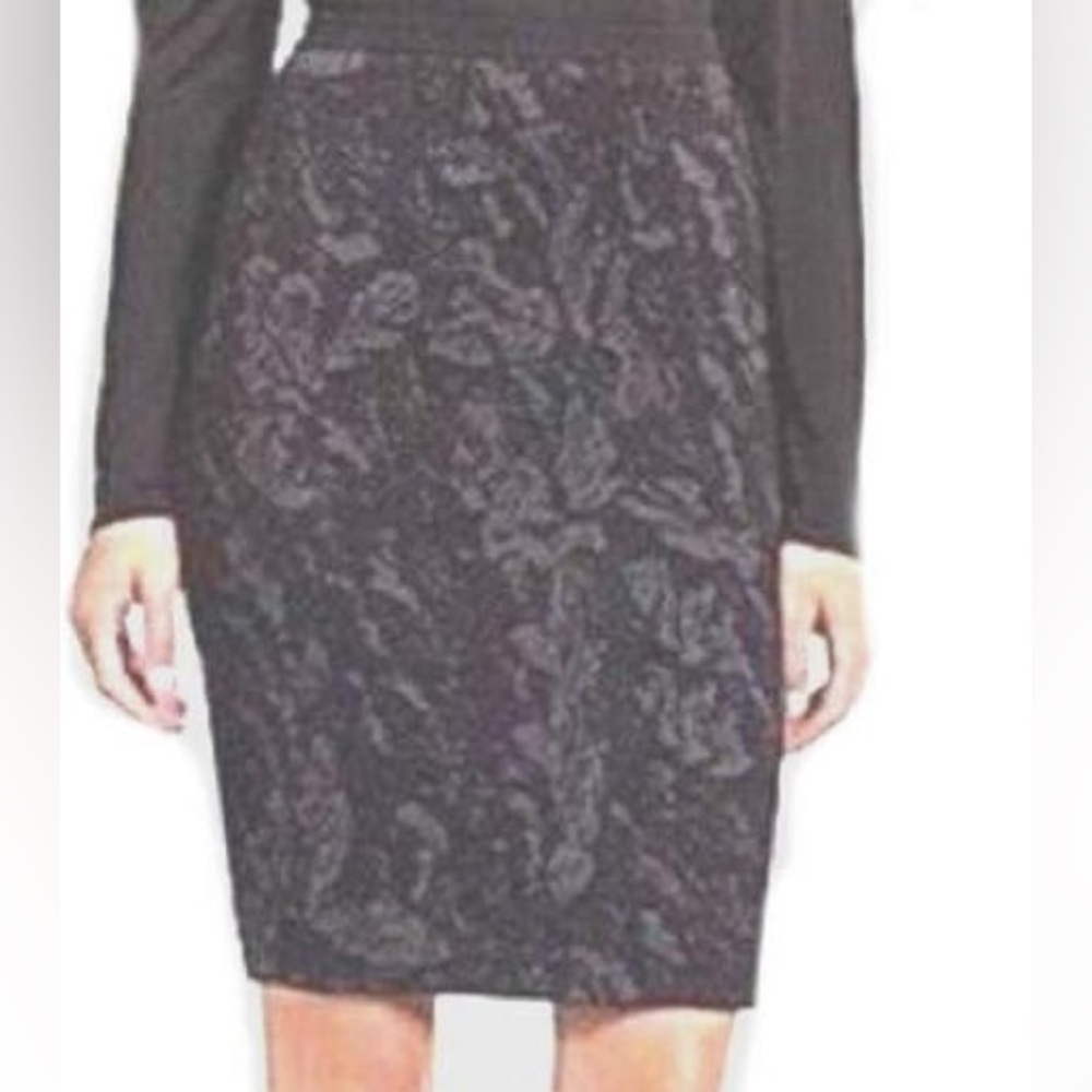 Eileen Fisher Washable Wool Cotton Jacquard Skirt Size M